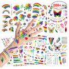 200+ Pieces Rainbow Temporary Tattoos, Konsait Butterfly/Flower/Heart/Rainbow Tattoos Waterproof Body Art Sticker for Girls Boys Birthday Party Favors Pride Equality Parades Celebrations