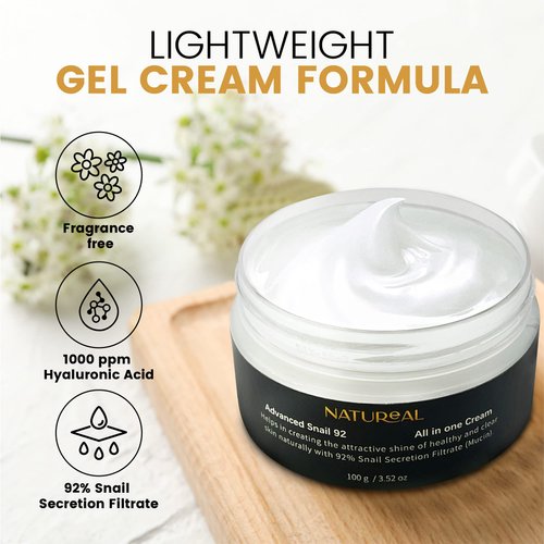 Natureal Advanced Snail 92% Mucin All in one Cream, Daily Face Moisturizer for Sensitive Skin, Dry Skin, Acne-prone