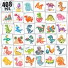 Partywind 408 PCS (68 Sheets) Glitter Dinosaur Tattoos for Kids Party Supplies, Fake Temporary Tattoos for Dinosaur Goodie Bag Stuffers, Boys Birthday Party Decorations, Dinosaur Games Toys