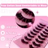 BTLLSSH 8Pair 3D5D 0.67INCH Thick False Eyelashes Cross Fluffy Natural Look Faux Mink Lashes Volume Fake Eyelashes with Dark Pink Box