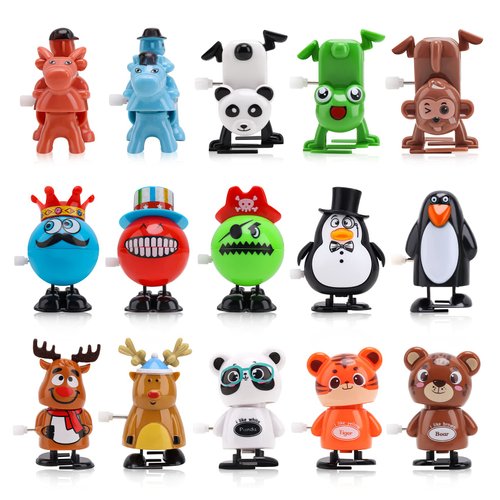 EEOCWF 15pcs Wind Up Toys for Kids, Assorted Animals Walking Jumping Clockwork Toys, Classroom Gifts Kids Birthday Party Favors Goody Bag Filler for Easter