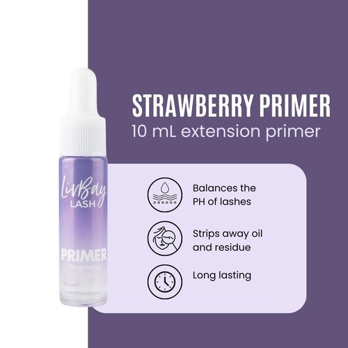 LivBay Lash False Eyelash Primer - PH Balanced, Banana, Strawberry, Grape, Rose Scented - Prep and Condition Lashes for Longer Extension Retention and Bonding Power - 10ml