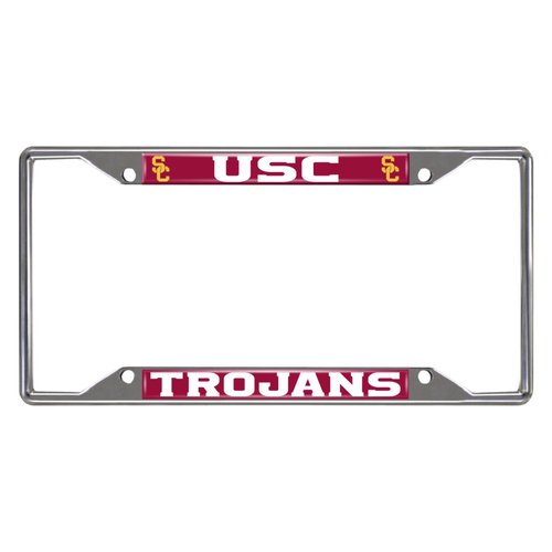 FANMATS 14802 Southern California Trojans Chrome Metal License Plate Frame, Team Colors, 6.25in x 12.25in