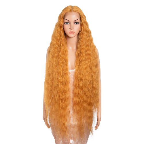 Style Icon 41" Lace Front Wigs Long Wavy Synthetic Wigs with Baby Hair Half Hand Tied 130% Density Wigs (41", ORANGE20)