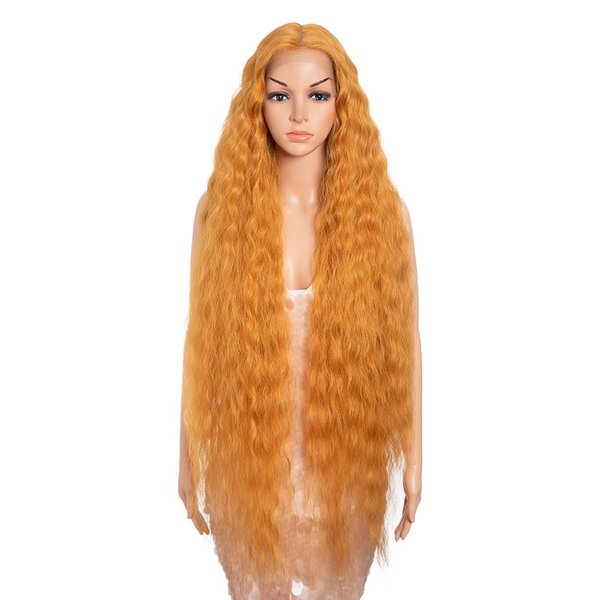 Style Icon 41" Lace Front Wigs Long Wavy Synthetic Wigs with Baby Hair Half Hand Tied 130% Density Wigs (41", ORANGE20)