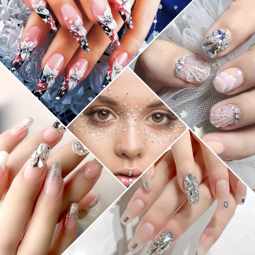 Anezus 4728Pcs Nail Gems with Crystals Rhinestones Jewls Pickup Tool Pen for Nails, Nail Art Supplies Diamond Stones for Nails Decoration Makeup Clothes Shoes