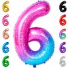KatchOn, Giant Rainbow Number 6 Balloon - 40 Inch | Galaxy Number 6 Balloon | 6 Balloon Number for Birthday Girl | Number Six Birthday Balloon for 6th Birthday Decorations | 6th Birthday Balloons