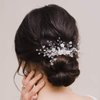 Unicra Flower Bride Wedding Hair Comb Pearl Bridal Headpiece Rhinestone Hair Accessories Prom Hair Piece Jewelry for Women and Girls (A-Silver)