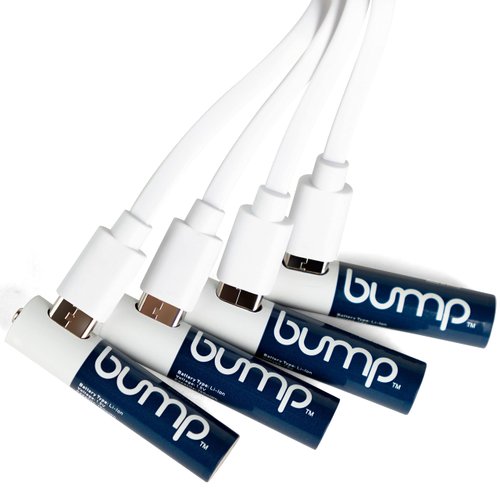 bump AAA 1.5V Rechargeable Batteries, 4-Pack, Lithium Ion, High Output, Fast USB-C Charging, Long Lasting, for Remotes, Toys, Keyboards, Wireless Mice, Includes Charger Cable
