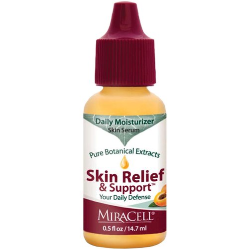 Miracell Skin Relief and Support Apricot Kernel Oil, Coconut Oil, Sesame Oil Jojoba Oil, Avocado Oil, Camellia oil, Rosehip oil Vitamin E, Serum .5 oz