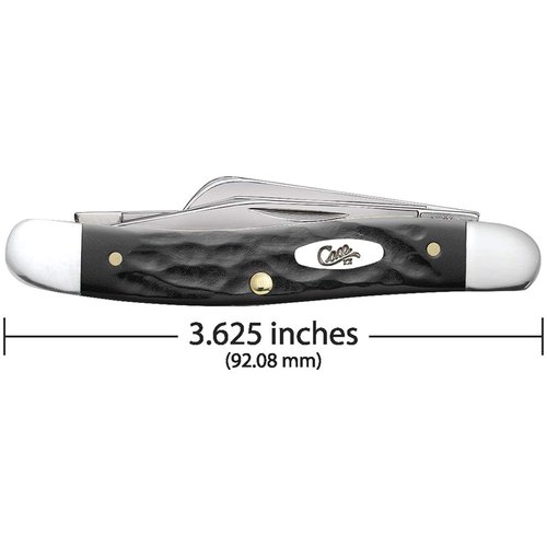 Case WR XX Pocket Knife Rough Black Jigged Synthetic Medium Stockman Item #18222 - (6318 SS) - Length Closed: 3 5/8 Inches