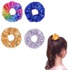 PNEIFON 4 Pack Hair Scrunchies, Sequin Scrunchies Elastic Stretch Sparkly Glitter Fashion Scrunchie Hair Tie Ponytail Holders Bun Cover for Girls and Women (style1)