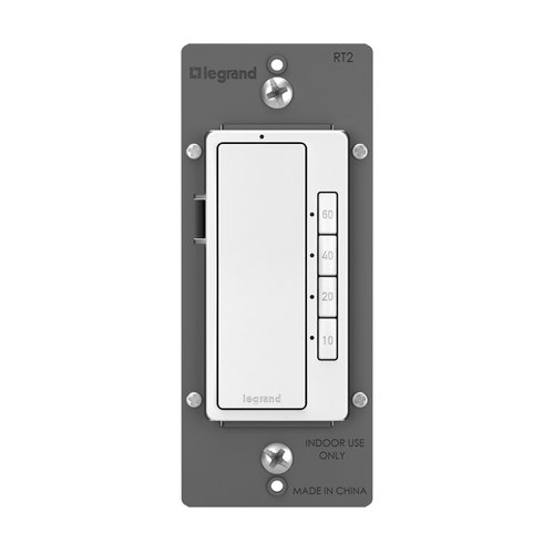 Legrand Radiant RT2WCCV4 4 Button Countdown Timer Light Switch with LED Locator Light for Fan or Lights, 60 Minute, 40 Minute, 20 Minute, and 10 Minute Settings, White, 1 Count