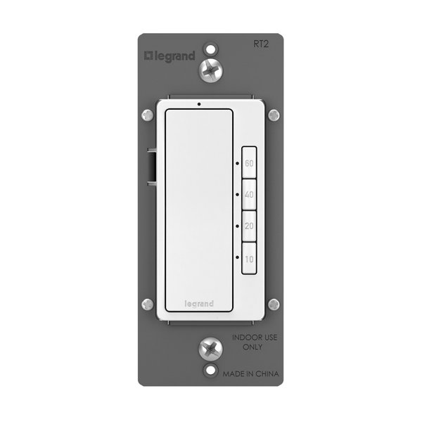 Legrand Radiant RT2WCCV4 4 Button Countdown Timer Light Switch with LED Locator Light for Fan or Lights, 60 Minute, 40 Minute, 20 Minute, and 10 Minute Settings, White, 1 Count