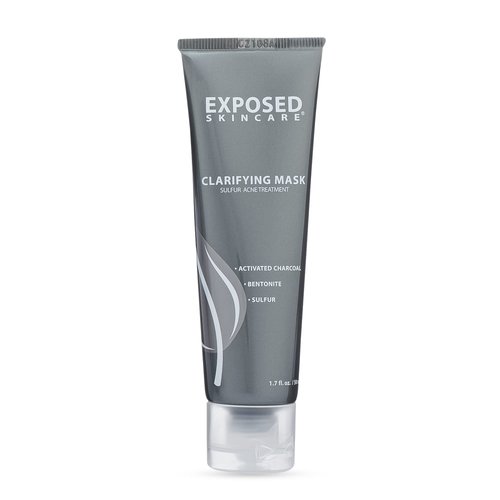 Exposed Skin Care Activated Charcoal Face Mask to Purify Skin, Regulate Oil Production and Visibly Minimize Pores – Clarifying Acne Treatment Mask with Bentonite and Sulfur (1.7 Fl. Oz.)