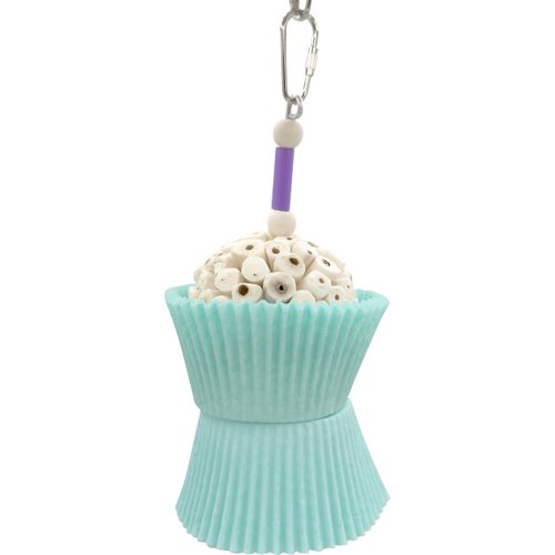1926 Medium Sola Cake - Shreddable hanging bird cage toy, Natural sola wood ball, Food grade cup cake cups, Delightfully easy to shred, Great for small to med size birds Conure Caique Quaker Cockatiel