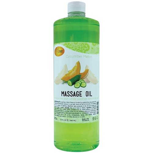 SPA REDI - Massage Oil, Cucumber Melon, 32 Oz - Professional Full Body Massage Therapy, Manicure, Pedicure - Relax Sore Muscles and Repair Dry Skin, Enhanced with High Absorption Oils and Vitamin E