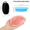 3 Pack Silicone Body Scrubber, Silicone Loofah Soft Exfoliating Body Scrubber, Silicone Body Brush Bath Shower Scrubber for Body, 2 in 1 Bath and Shampoo Wash Brush for Skin Exfoliation Men Women