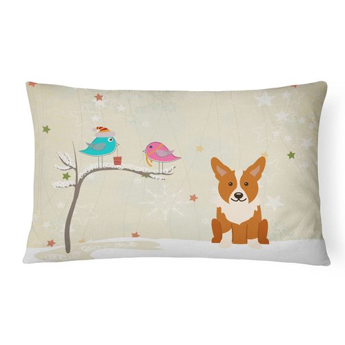 Caroline's Treasures BB2572PW1216 Between Friends Corgi Canvas Fabric Decorative Pillow 100% Machine Washable Pillow, Indoor or Outdoor Decorative Throw Pillow for Couch, Bed or Pat