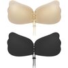 Sticky Bra 2 Pairs Strapless Backless Bra Adhesive Invisible Lift up Bra Push up Bra for Backless Dress (Beige and Black) B