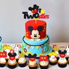 Mickey Mouse 2nd Birthday Party Supplies Oh Twodles Theme Party Decorations Includes Felt Banner,Welcome Hanger Door Sign, Tablecloth,Cake Cupcake Toppers,Mickey Head Balloons, 12 Latex Balloon,