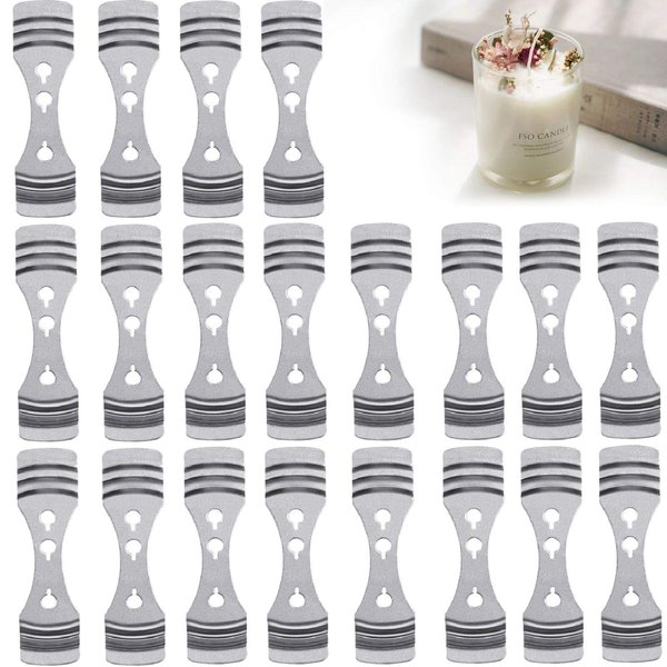 DINGPAI 20pcs Metal Candle Wick Centering Devices, Silver Stainless Steel Candle Wick Holder for Candle Making