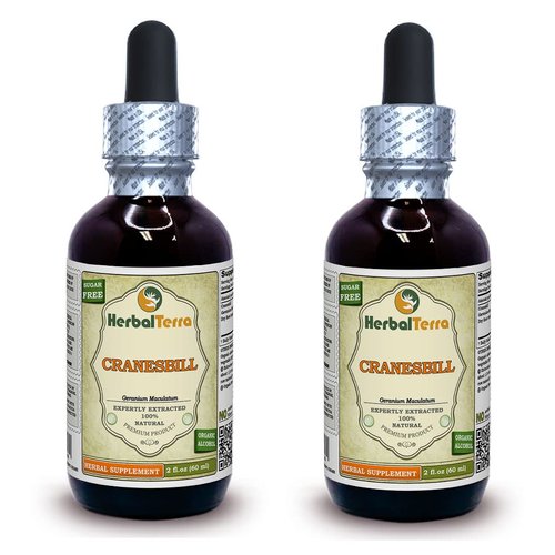 Cranesbill (Geranium Maculatum) Tincture, Dried Root Liquid Extract (Brand Name: HerbalTerra, Proudly Made in USA) 2x2 fl.oz (2x60 ml)