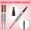 DEFSAP Microblading Eyebrow Pen - Eyebrow Pencil Magical 2-in-1 Dual-Ended Eye Brow Pencils for Women with 4-Fork-Tip & Eyebrow Styling Brush Create Natural Hair-Like Brows and Hairs (Light Brown)