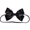 Black Shiny Satin Ribbon Alice in Wonderland Hair Bow (Barrette)