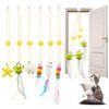 JIARON 6 PCS Interactive Cat Feather Toys, Indoor Hanging Retractable Cat Toy, Self Play Toys Make Fun Excecise