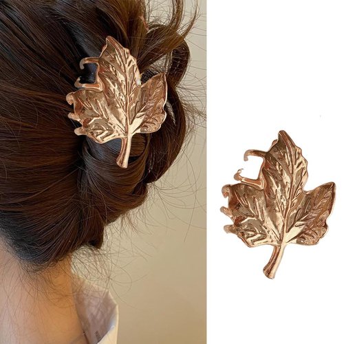 Maple Leaf Hair Claw Clips for Thin Hair Metal Hair Clips Maple Leaves Design Hairpin Gold Hair Barrettes Clamp Strong Hold Nonslip Big Hair Clip Hair Styling Accessories for Women Girls 1Pack