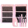DIY Lash Clusters Kit 708 PCS – D Curl Wispy Eyelash Extensions 8–16mm with Bond & Seal Glue, Tweezers, Pads & Brush | Beginner Friendly Individual Cluster Lashes (30D, 40D, 50D, 60D, 80D, 100D)