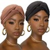 DRESHOW African Turban for Women Knotted Hairwraps for Sleeping Headwraps Ribbed Turban Stretch Jersey Head Scarf for Black Women Chemo Cancer Cap
