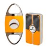 PIPITA Cigar Lighter and Cigar Cutter Set (2pcs/Set), Jet 3 Flame Cigar Lighter Torch and Cigar Cutter, Packing with Nice Gift Box (Black)
