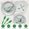 96Pcs Golf Party Supplies Disposable Tableware Set Serve 24 Guests Include Golf Paper Plates and Napkins Green Plastic Forks Sports Theme Retirement Golf Birthday Party Decorations