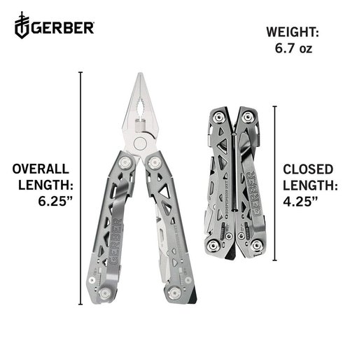 Gerber Multitool Suspension-NXT 15-in-1 EDC Pocket Knife Set with Wire Stripper, Needle Nose Pliers, and Pocket Clip, Gifts for Men, Stainless Steel