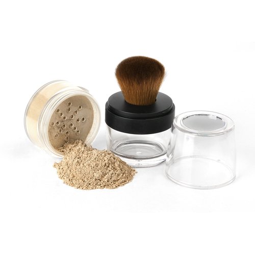 KABUKI JAR BRUSH & FOUNDATION (BEIGE) Kit Mineral Makeup Full Size Set Bare Face Matte Sheer Powder Cover