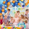 128Pcs Blue Birthday Party Supplies Balloons Garland Kit, Blue Orange Yellow White Bone Dog Paw Balloons Arch Banner for Baby Shower Girls and Boys Blue Theme Happy Birthday Party Decorations