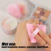 Ocim 10Pcs Triangle Powder Puffs for Face Powder,Soft Velour Makeup Setting Powder Puff with Case,Black+Pink