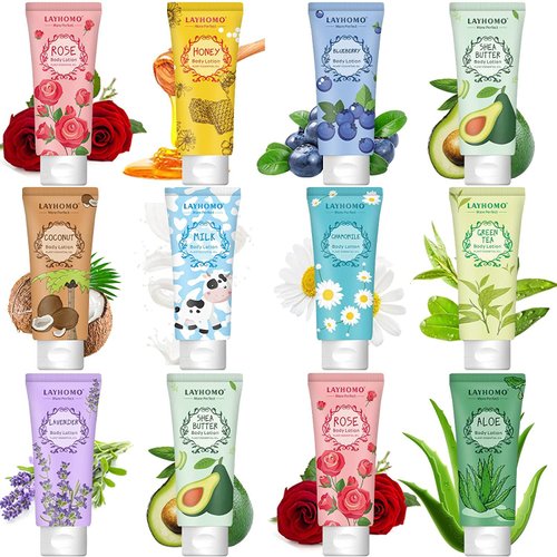 12 Pack Body Lotion Gift Set for Women,Natural Fragrance Body Care Cream Moisturizing Travel Size Body Lotion With Shea Butter and Aloe,Bulk Body Lotion Sets, Christmas Stocking Stuffers Valentines