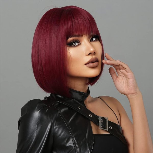 FCHW-wig Short Hair Wigs For Black Women Short Wigs For Black Women Short Straight Black Ladies Wigs Synthetic Short Wigs For Black Women African American Women Wigs (DZ0927)