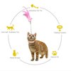 NELJIBEHU Cat Collar Funny Cat Stick,Interactive Cat Feather Toys with Bell,Pink Spring Cat Teaser Stick Toy, Used for Cat Indoor Play, Suitable for Old Kittens and Kittens to Exercise
