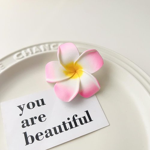 4Pcs White and Pink Hawaiian Frangipani Plumeria Clips and Barrettes Foam Head Flower Party Beach Hair Clip Hair Clips Hair Accessories Plumeria Hair Clip (7cm)