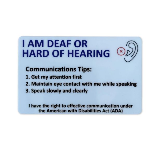 Hard of Hearing Medical ID Card – Personalized ICE Card for Deaf Awareness, Emergency Contact Info, and Safety Customized with your name and contacts