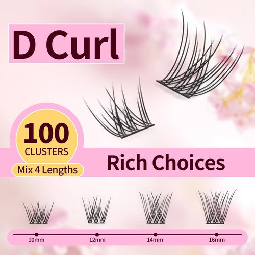 Cluster Lashes Wispy Individual Lash Extensions D Curl Natural Lash Clusters 10-16MM 100 Pcs DIY Eyelash Extension Reusable Eyelash Clusters at Home by MLEN DIARY