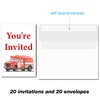 Soiceu Firetruck Birthday Invitations, Watercolors Fire Truck Firetruck Party Invites with Envelopes Set of 20