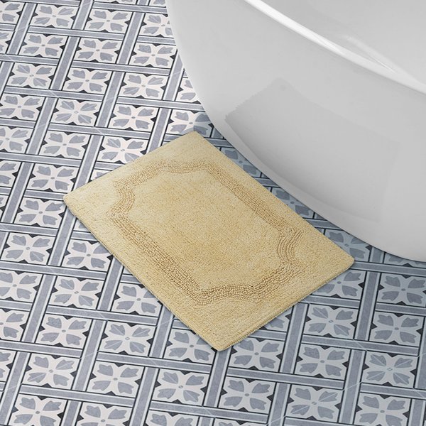 Laura Ashley Reversible Cotton 17 x 24 in. Bath Mat, Yellow
