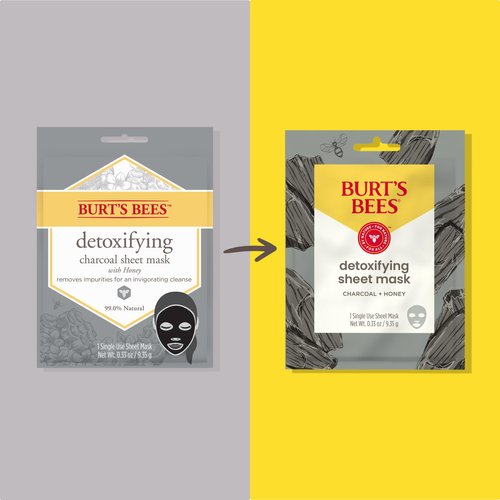 Burt's Bees Detoxifying Charcoal Facial Sheet Mask, Single Use Face Mask, 1 Count (Package May Vary)