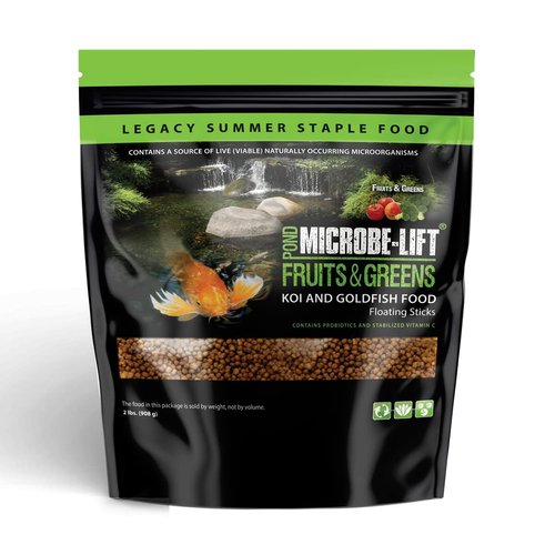 MICROBE-LIFT MLLFGMD Fruits and Greens Floating Fish Food Sticks for Ponds, Water Gardens, and Fo...