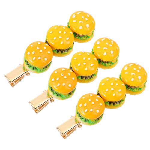 jojofuny Hair Clip, 3pcs Cartoon Food Barrettes Pins Novelty Hamburger Shaped Design for Women
